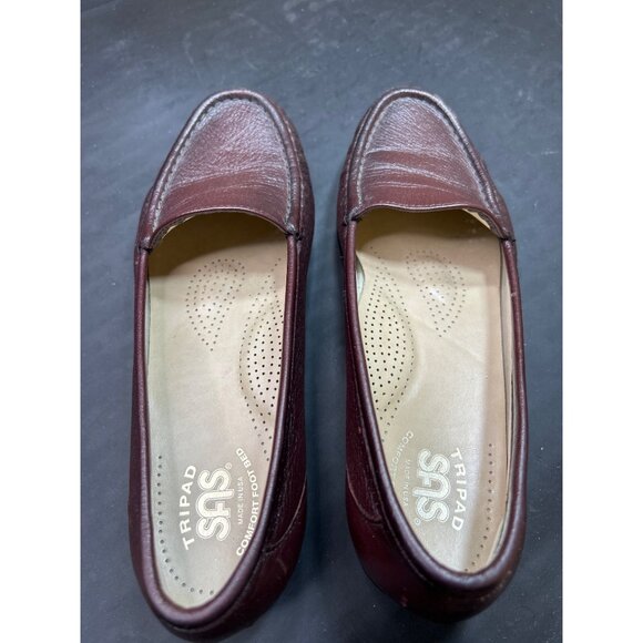 SAS Womens Tripad Comfort Foot Bed Leather Loafers Size 8 Burgundy - Picture 9 of 9